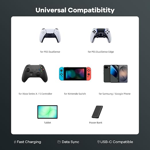 Superer 2 Pack 10 ft USB C Charging Cable Fit for PS5 Controller, PlayStation 5 DualSense, Xbox Series X/S Controllers, Xbox Elite Series 2 (Model 1914 1797), Charger & Data Sync Nylon Braided Cord - Image 4