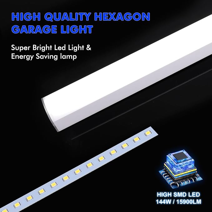 LZHOME LED Hexagon Garage Lights: 15900LM Super Bright 3 Hexagon LED Lights Car Detailing Hexagonal Light for Garage Workshop Warehouse Basement Gym - Image 7