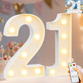 Pooqla 21st Birthday Decorations for Her Him, Decorative Marquee Numbers with Remote, Light Up 21 Sign for Party Backdrop 21st Wedding Anniversary Decor, Warm White and Cool White Number 21 by Pooqla