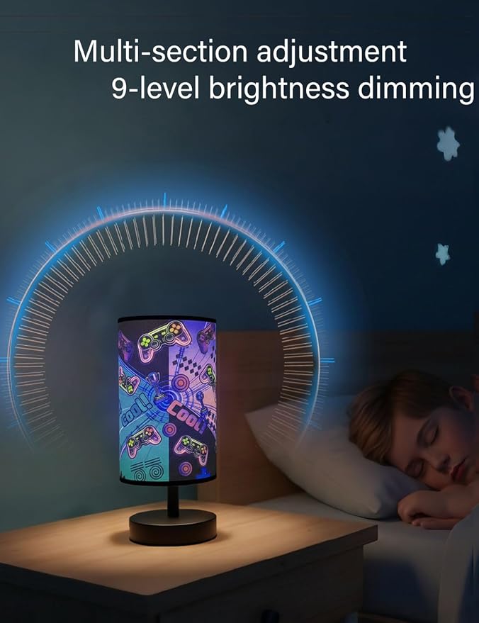 Gamer Room Decor for Boys, Gaming Lamp 3-Color Boys Table Lamp, 10 x 5.12 Inch Small Linen Desk Lamp with Built-in LED Beads for Boy Bedroom & Gaming Desk Decor - Image 2