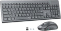 Wireless Keyboard and Mouse, 2.4GHz/Bluetooth Quiet Full Size Set, Gray by MEETION