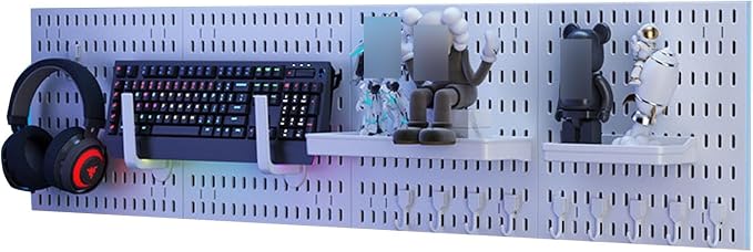 Gaming Pinboard, Desk Wall Organizer,Modular Wall Shelving For Gaming Rooms,White Plastic Desk Mounting Board,No-Drill Storage Rack For Gaming Rooms,Kitchens(47.2x11.8in) by Unknown