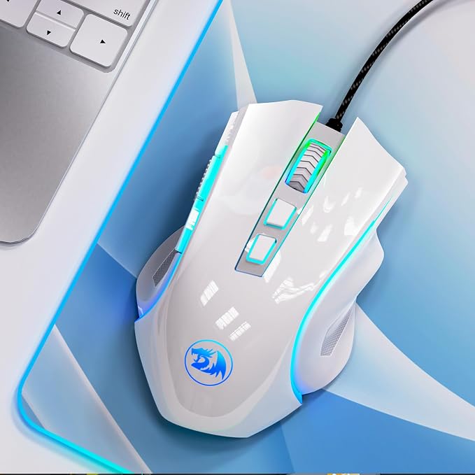 Redragon M602 Gaming Mouse, Ergonomic RGB Gaming Mouse Wired with 7200 Adjustable DPI, 9 Programmable Buttons, Professional Software for Gamer Office [White] - Image 7