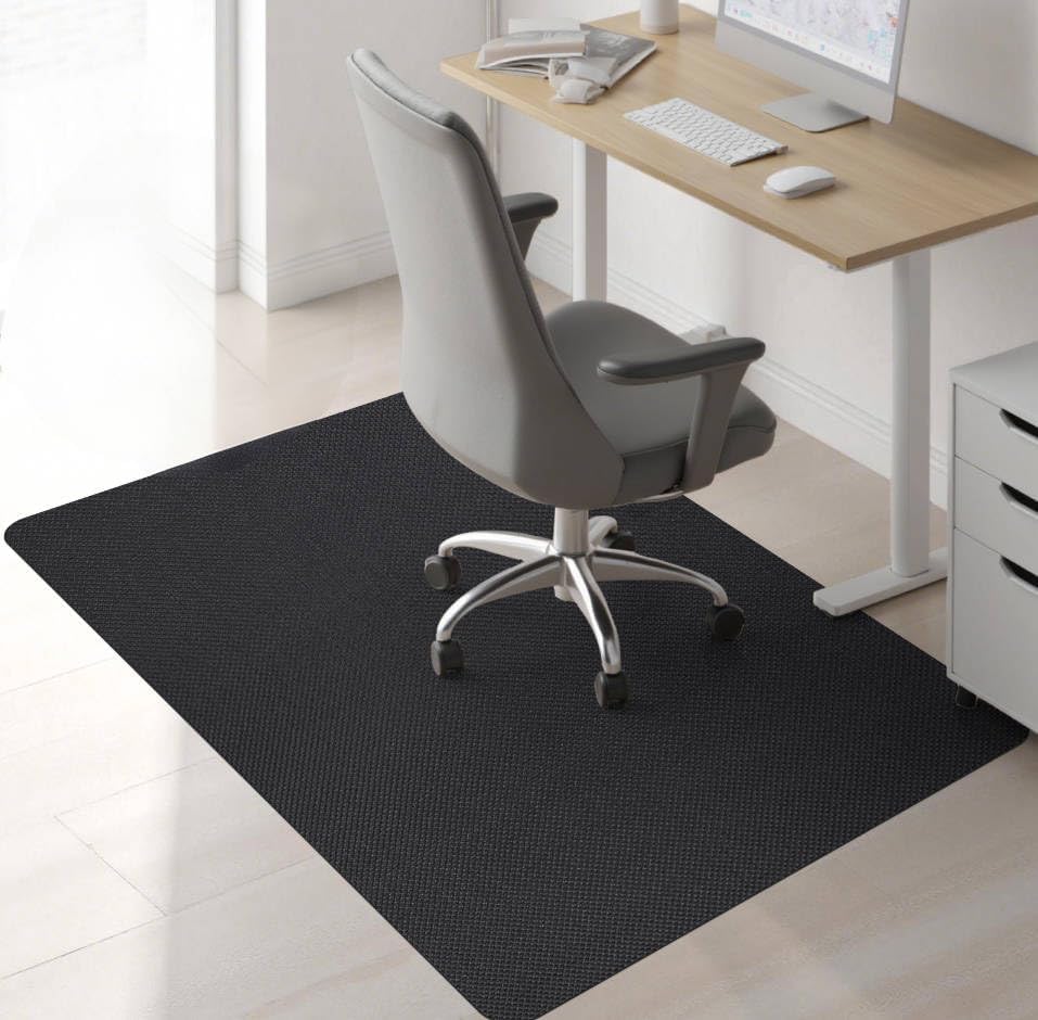 Sycoodeal Office Chair Mat for Hardwood & Tile Floor, 36" x 48" Computer Gaming Chair Mat for Rolling Chairs Non-Curve, Anti-Slip, Heavy Duty Floor Protector for Home Office (Black) by SYCOODEAL