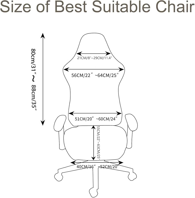 Waterproof PU Leather Gaming Chair Cover, Ergonomic Office Computer Game Chair Slipcovers, 4pcs Set Anti-Slip Stretchy Covers for Reclining Racing Gaming Chair (White) - Image 7