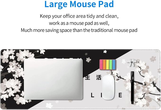 Extended Gaming Mouse Pad, Large Gaming Mouse Waterproof with Stitched Edges, Non-Slip Desktop Pad for Home and Office, Level Up Your 31.5x11.8 Inch… (Black and White Life) - Image 6