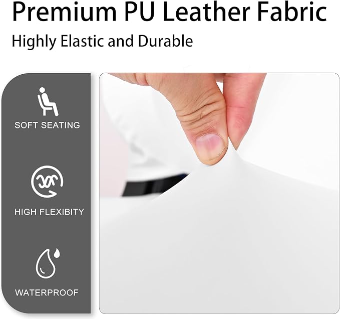 Waterproof PU Leather Gaming Chair Cover, Ergonomic Office Computer Game Chair Slipcovers, 4pcs Set Anti-Slip Stretchy Covers for Reclining Racing Gaming Chair (White) - Image 2