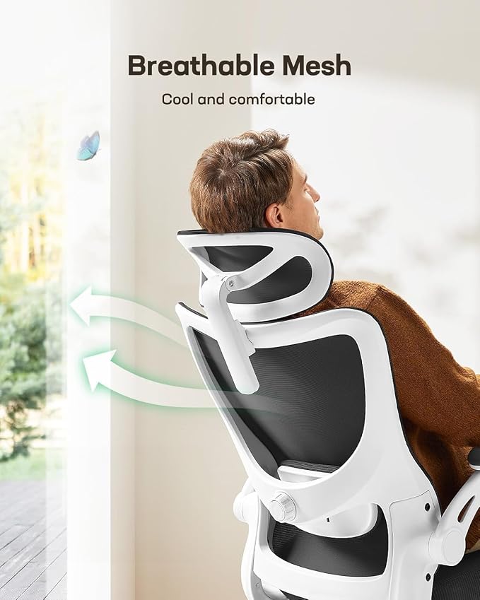 Marsail Ergonomic Office Chair with 3D Armrests, Pack of 4 | Office Desk Chair with High Back Mesh, Adjustable Lumbar Support, Rolling Work Swivel Task Chairs with Wheel, Headrest, home - Image 5