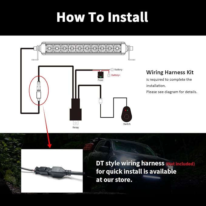 LASFIT 12 inch LED Light Bar Slim Single Row Offroad Spot Flood Combo Light - Image 9