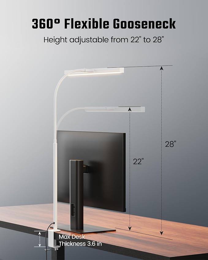 SUPERDANNY LED Desk Lamp for Office Home, 12W Eye-Caring Light with Clamp - Image 7