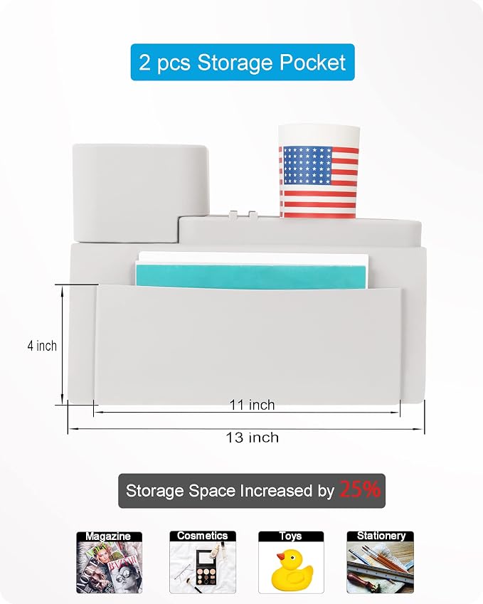 Couch Cup Holder Tray, VIENFUT Silicone Anti-Slip Sofa Armrest Tray with Side Pockets, BPA-Free Anti-Spill Couch Drink Holder for YETI, Remote, Snacks, Cellphone and iPad, Ideal Gift (Griege) - Image 3