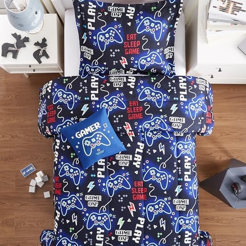Boys Full Size Bedding Set -4 Pieces Gamer Bedding Full Size Comforter Sets - Image 4