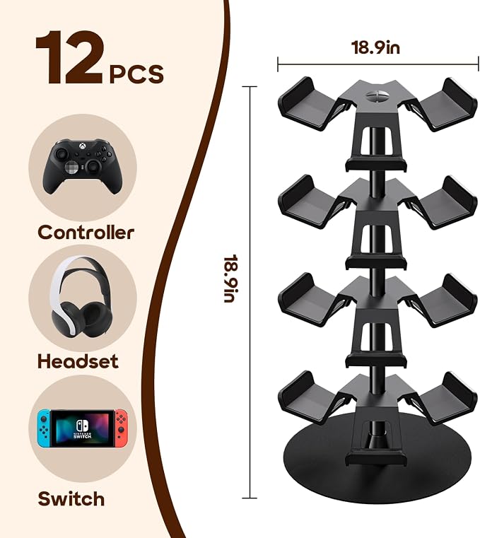 Nargos Video Game Storage Stand and Universal Controller Holder, for PS5 PS4 PS3 Xbox Series S & X Xbox One Game - Image 2