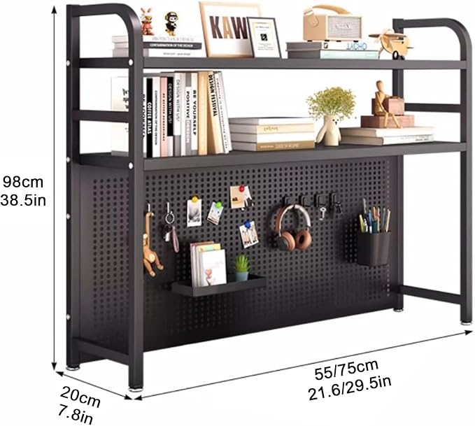 Computer desk with pegboard, gaming table with storage shelf, equipped with installation tools, modern study desk, suitable for home office bedroom storage(White,75cm) - Image 2