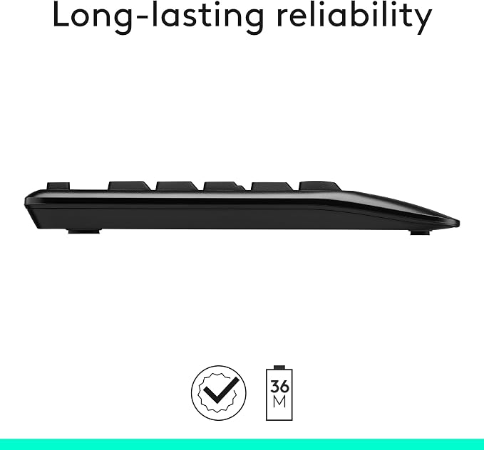 Logitech MK345 Full Size Wireless Keyboard and Mouse Combo - Black - Image 6