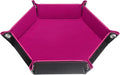 HARFINGTON PU Leather Dice Tray Unisex Valet Tray Folding Hexagon Tray Portable Entryway Table Nightstand Bedside Desk Holder for Key Wallet Watch Coin Jewelry, Rose Red by HARFINGTON