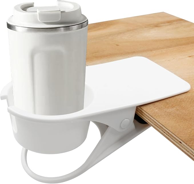 Jiozermi Drinking Cup Holder Clip, Desk Drink Holder with Clip (White) - Image 4