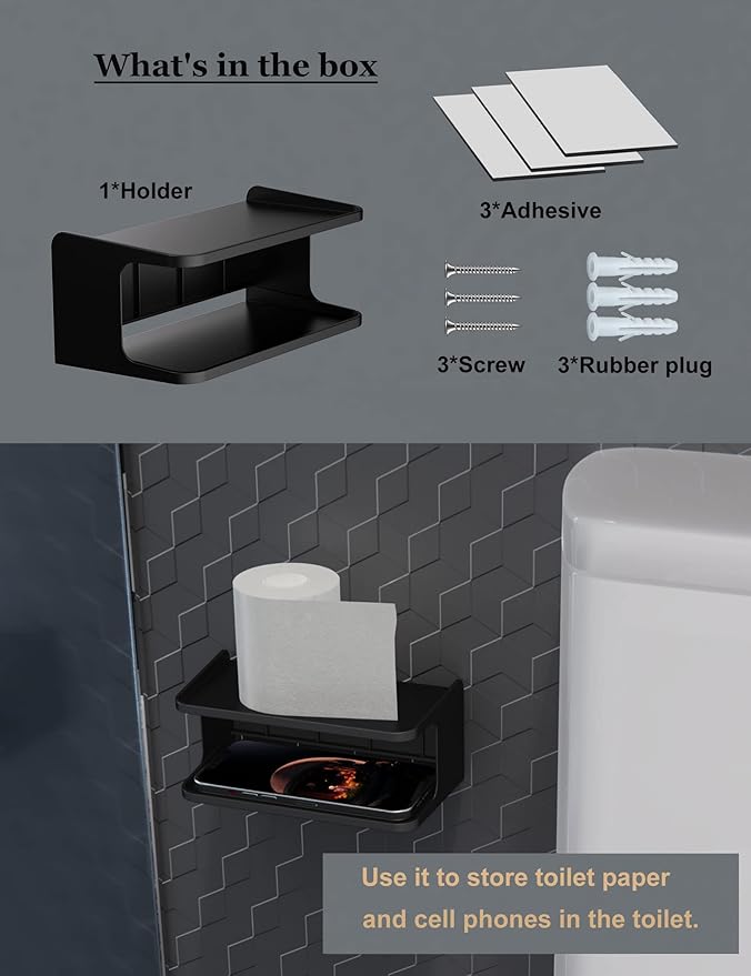 Bedside Wall Shelf Organizer, Small Bedside Shelf, (Black) - Image 7