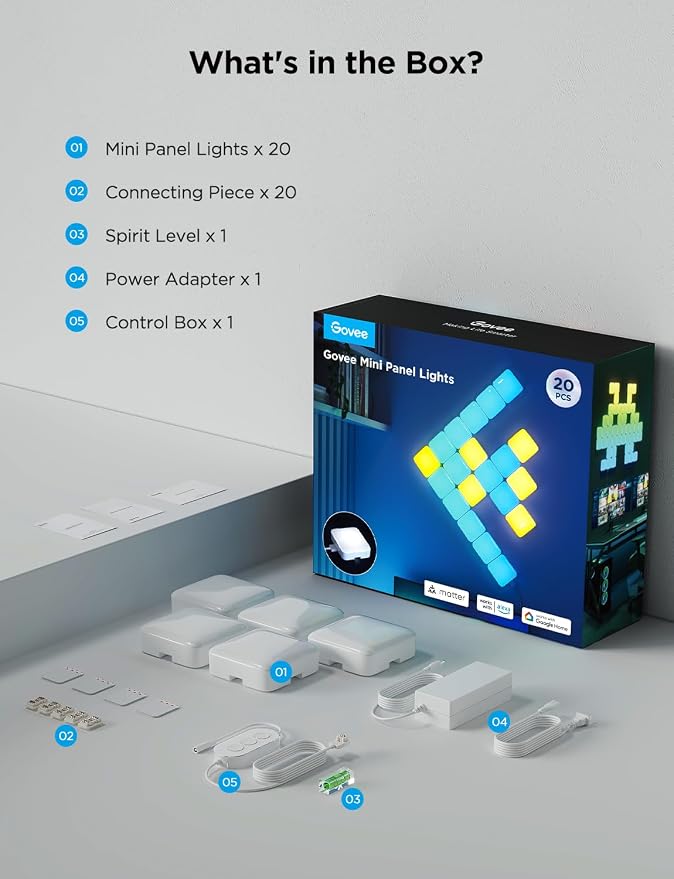 Govee Mini Panel Lights, RGBIC Wall Lights, Smart LED Wall Panels - Image 9
