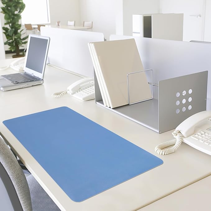 Leather Desk Pad Mat, Blue Desk Mat, 23.6" x 13.7" | Non-slip and Waterproof Computer Mat, Desk Protector for Office/Home, Desk Accessories - Image 7