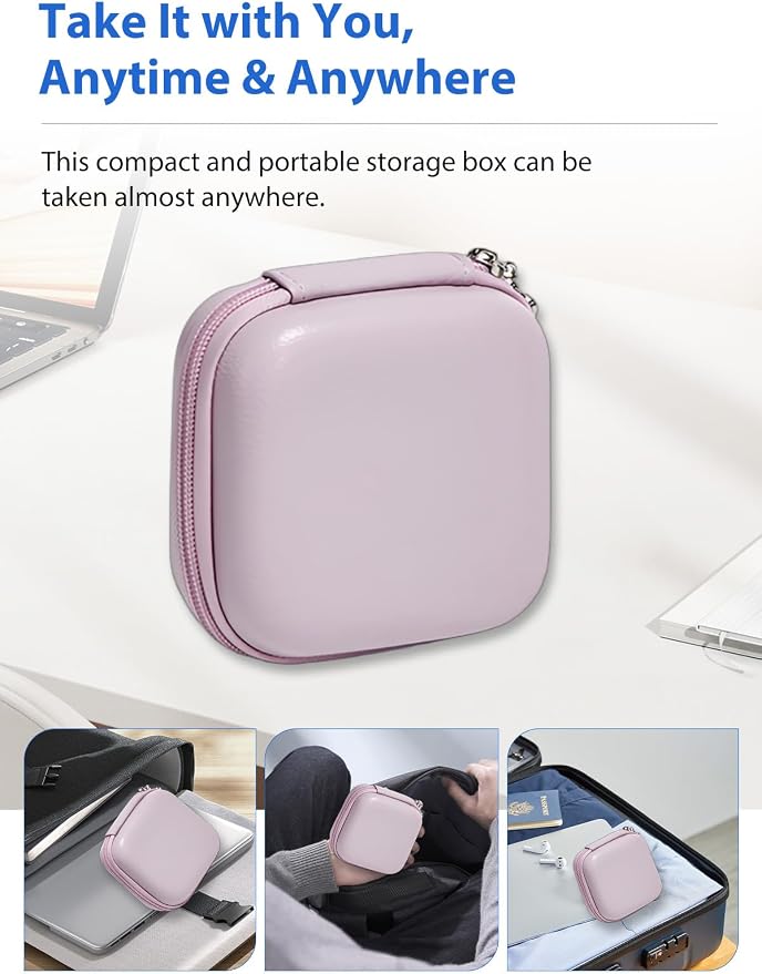 for Anbernic RG Rotate EVA Carrying Case, Hard Shell Travel Pouch with Soft Mesh Pocket, Shockproof Protective Bag with Lanyard – Portable for Console & Accessories (Purple) - Image 7