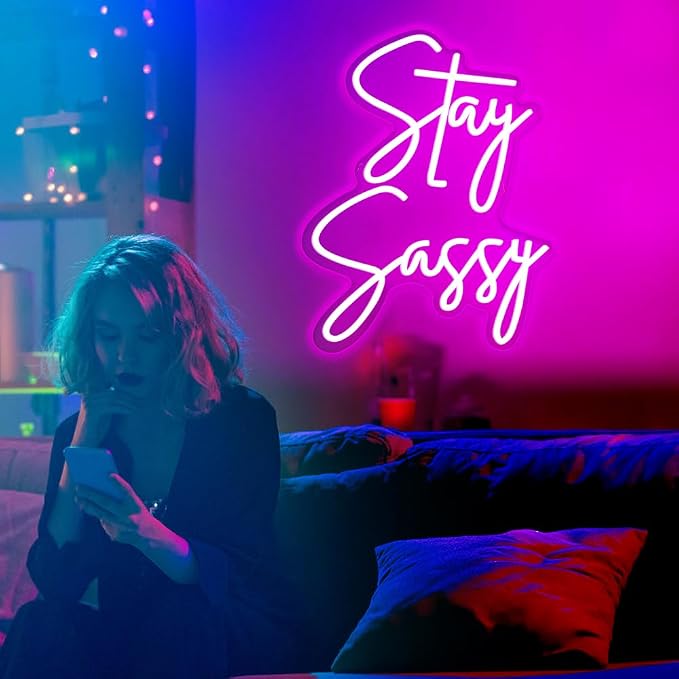 Stay Sassy Neon Sign for Wall Decor, Beautiful Pink Sassy Neon Light Led Sign for Home Wedding Birthday Party Girls Bedroom Decoration, Shopping Mall Dressing Table Wall Decor - Image 5