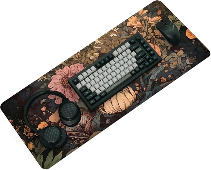 Gaming Mouse Pad with Anti-Slip Rubber Base, Extended Large Computer Mouse Mat with Stitched Edges, Long XL Anime Mousepad for Laptop and Keyboard, 31.5 x 11.8 inch (Wildflowers) - Image 2