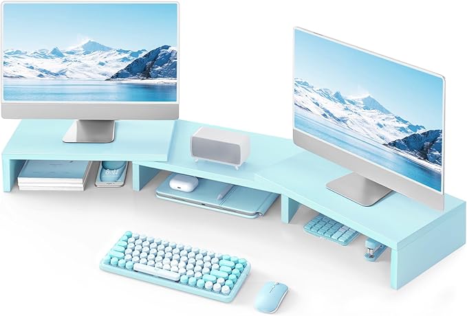 TAVR Dual Monitor Stand Riser, Wooden Computer Monitor Stand for 2 Monitors by TAVRFurniture