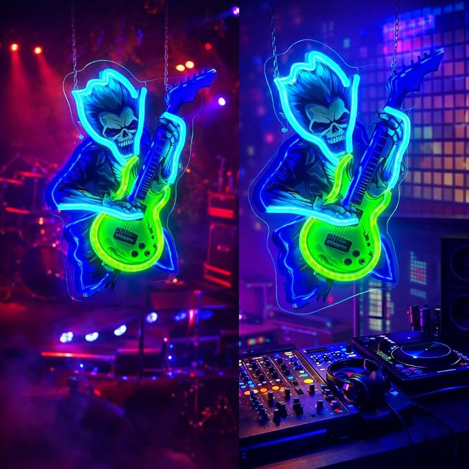 Zombie Playing Electric Guitar Neon Sign Music Led Light Up Sign Pop Art With UV Printed background Room Wall Decor Man Gaming Room, Kids Room, Bar Decoration, Birthday Party Gifts - Image 5