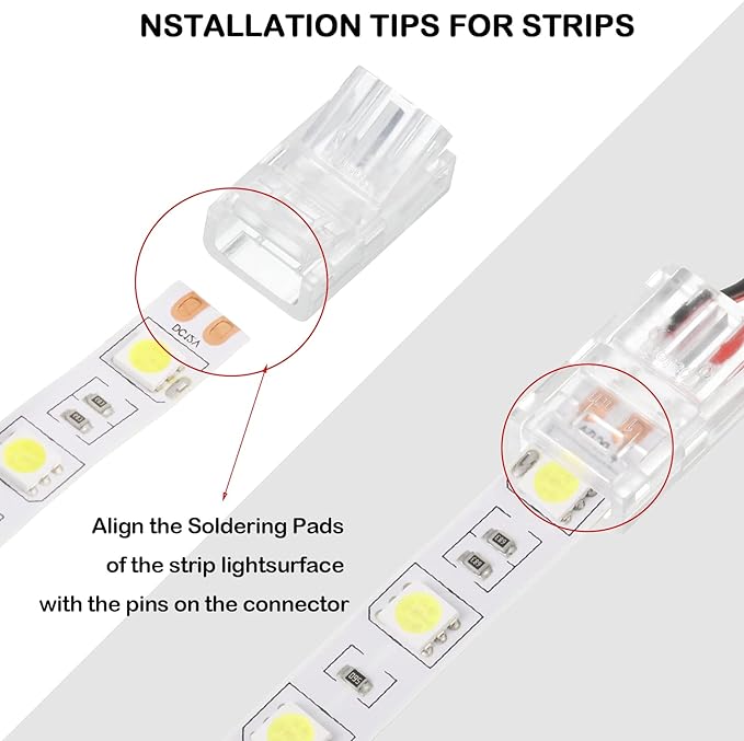 Flutesan 20 Pcs 2 Pin 8 mm LED Strip Connector RGB Lights - Image 5