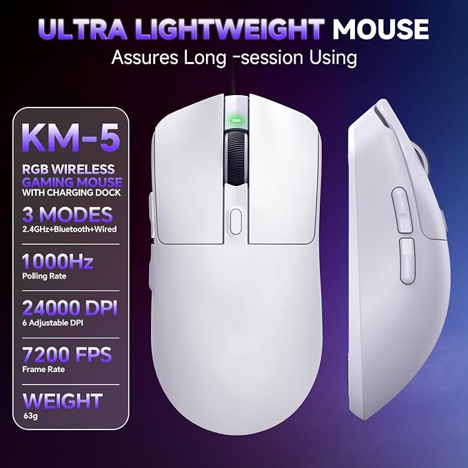 YPBDAN 24000 DPI Wireless Gaming Mouse with RGB Charging Dock - Image 3