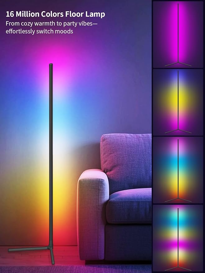 Tyute LED Corner Floor Lamp, 68+ Scenes, 16 Million Colors Corner Light with App & Remote Control, Smart RGB Ambient Lighting with Music Sync, Mood Lighting for Bedroom, Living Room, Gaming Room - Image 2