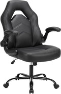 DUMOS Computer Gaming Chair, Home Office Desk Chair, PU Leather | PU Leather, Flip-up Armrest, Swivel Wheels, Lumbar Support, Video Game, Height Adjustable, Black by DumosLifestyle