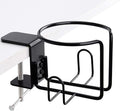 Large Desk Cup Holder, Clip On Table Cup Holder, Anti-Spill Drink Holder for Lawn Chair, Horizontal or Vertical Mount, Pack of 1, Black by LEKUSHA
