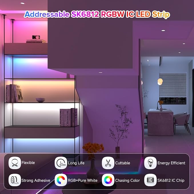 BTF-LIGHTING RGB+Natural White SK6812 LED Strip 16.4FT 150LED IP30 DC12V - Image 9