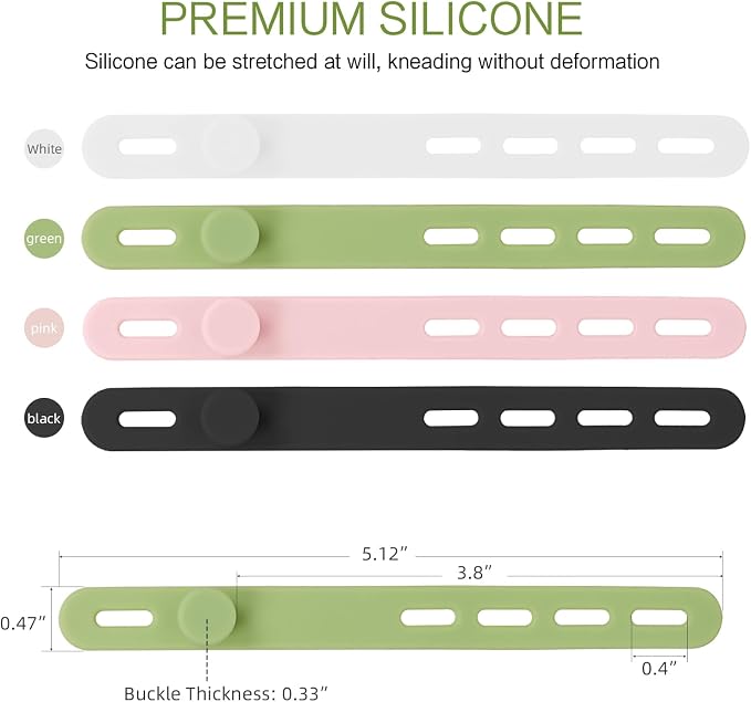 Donruby 24Pcs Silicone Cable Ties, Reusable Cord Organizer Straps, 4 Colors - Image 2