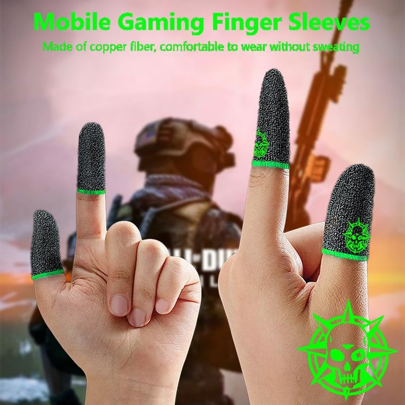 Gaming Finger Sleeve, 28-Needle Knitting, Silver Glass Fiber Material, Washable and Breathable with Metal Storage Box (Green) - Image 2