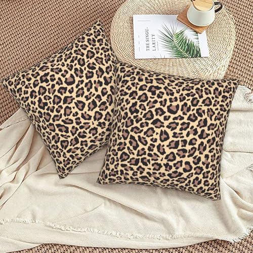 Cute Cheetah Print Pillowcase Set of 2 Brown Leopard Throw Pillow Covers Shells for Couch Office Bedroom Home Decoration, 16"X16" - Image 5