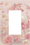 Decorative Outlet Covers Fantastical Pink Horse and Flowers 1 Gang Rocker Light Switch Covers Single Gfci Wall Plate Electrical Receptacle Switchplate Plug Faceplate for Bedroom Decor by JOOJIAO