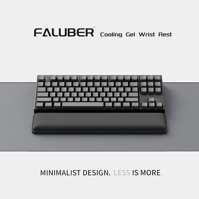 Faluber Cooling Gel Wrist Rest, 14.3-inch Length for Tenkeyless Keyboard, Memory Foam Palm Rest with Non-Slip Footpad, Ergonomic Design, Stain Resistant, PC Accessory Gaming Gear (Medium-TKL) - Image 2