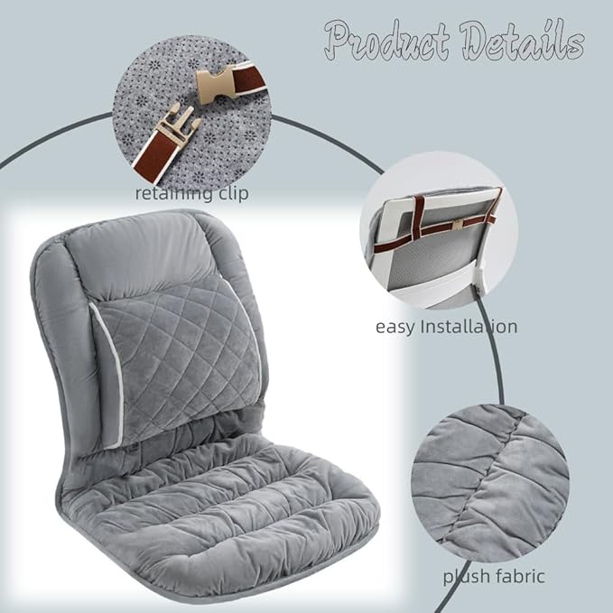 Office Chair Cushion Soft Seat Pad with Backrest Upgraded Lumbar Support Desk Chair Cushions for Dorm, Desk, Rocking Chairs，Patio - Image 3