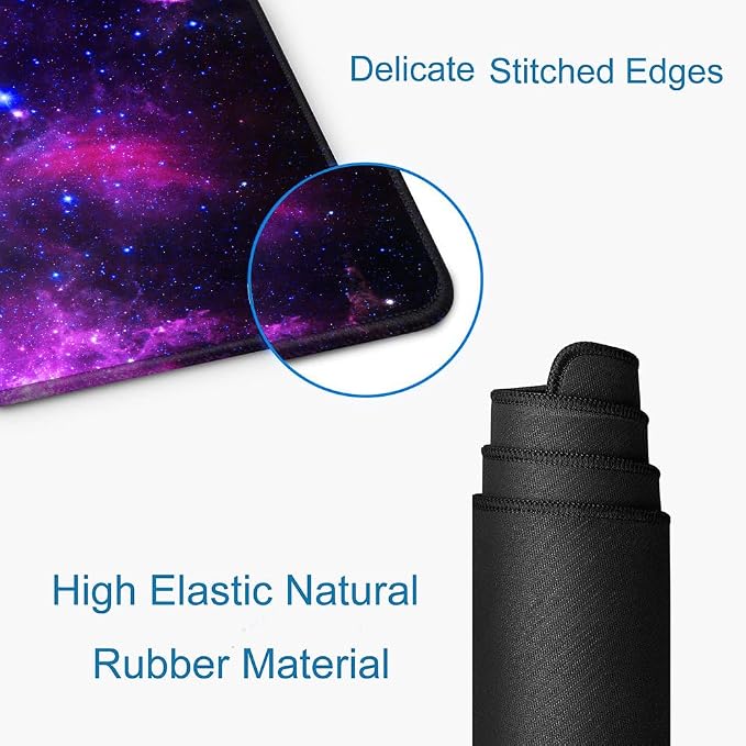Gaming Mouse Pad, Large Mouse Pads for Desk, Non-Slip Rubber Base Mousepad, Keyboard Mouse Mat Desk Pad with Stitched Edges, 31.5x11.8 inch Galaxy - Image 3