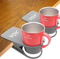 YOY 2 Pack Drink Cup Holder Clip - Table Desk Side Water Glass Beer Bottle Beverage Soda Coffee Mug Holder Cup Saucer Clip Design for Home Office, Gray by YOY