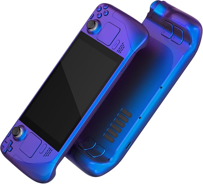 eXtremeRate DIY Full Set Shell with Buttons for Steam Deck LCD, Custom Faceplate Back Plate Replacement Shell for Steam Deck LCD - Chameleon Purple Blue [Console NOT Included] by eXtremeRate