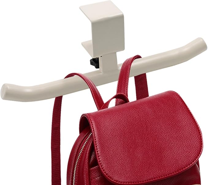 SnowTing Backpack Hanger for Table, Under Desk/Cabinet Iron Bag Organizer Hanger Clamp-on Backpack Hook for Office, Classroom, Dorm, Easy to Install, White - Image 4