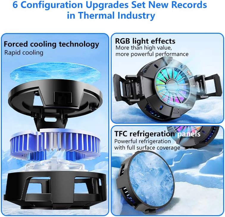 Magnetic Phone Cooler, RGB Portable Lightweight Cooling Fan with Large Cooling Area, Digital Display Phone Radiator for iPhone/Android/Tablet/iPad - Image 5