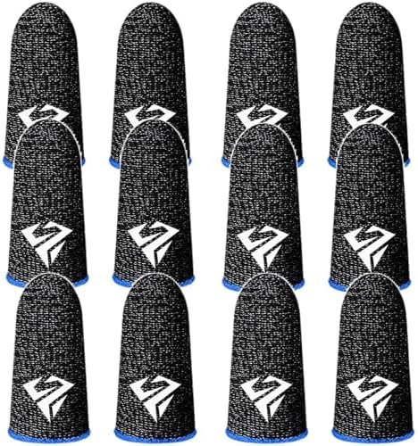 6 Pairs Finger Sleeves for Gaming, Gaming Finger Sleeves, Thumb Sleeves Mobile Gaming Controller, Cell Phone Gaming Finger Sleeves for Mobile Game, Anti Sweat, Breathable (Blue) by Unknown