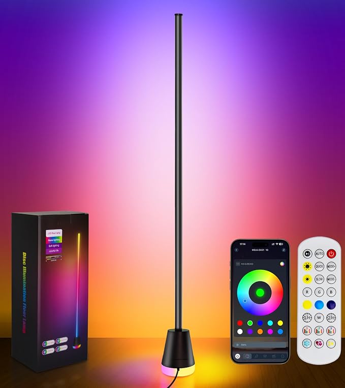 1PCS Smart RGB LED Corner Floor Lamp with App and Remote Control by Unknown