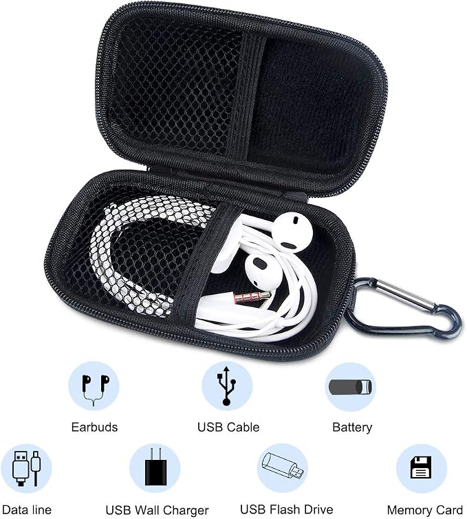 Hard Drive Hard Case 2Pack Earbuds Carrying Cases with Zipper and Carabiner - Image 4