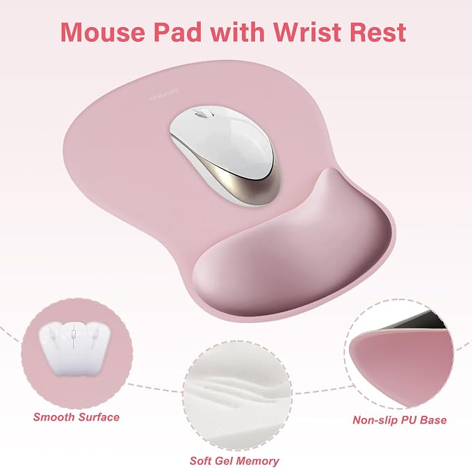 MOSISO Wrist Rest Support for Mouse Pad & Keyboard Set, Pink - Image 3